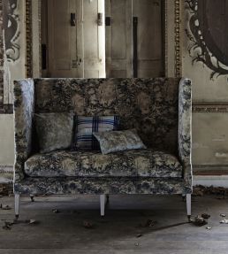 Velvet Ancient Tartan Fabric by Mulberry Home Plum