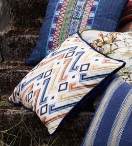 Jazz Fabric by Mulberry Home Indigo/Spice