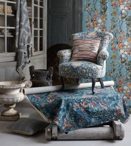 Wild Side Fabric by Mulberry Home Coral / Green