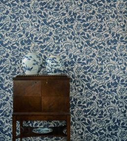 My Peony Garden Wallpaper by Langelid Von Bromssen China Blue