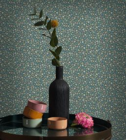 Myosotis Wallpaper by Casadeco Bleu Paon
