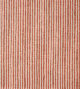 Narrow Stripe Linen Fabric by Volga Linen Terracotta/Natural