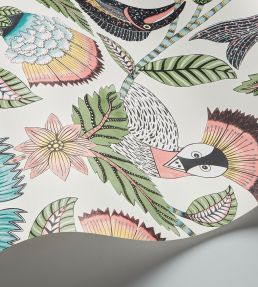 Nene Wallpaper by Cole & Son Coral Sage & Teal on Parchment