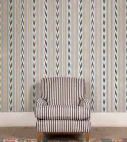 Newport Stripe Wallpaper by Mulberry Home Blue/Red