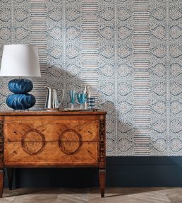 Nicolet Wallpaper by Nina Campbell Beige/Duck Egg