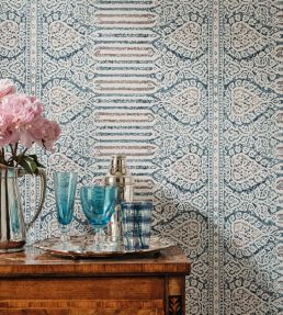 Nicolet Wallpaper by Nina Campbell Beige/Duck Egg