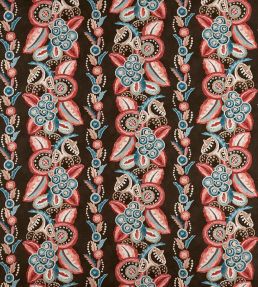 Ashdown Stripe Fabric by Nina Campbell Red/Fresh Blue/Choc
