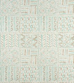 Cloisters Fabric by Nina Campbell Aqua/Taupe/Ivory