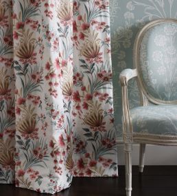 Michelham Fabric by Nina Campbell Red/Teal