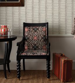 La Moulade Fabric by Nina Campbell Chocolate/Coral