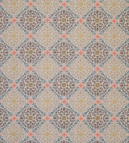 La Moulade Fabric by Nina Campbell Beige/Teal/Chocolate