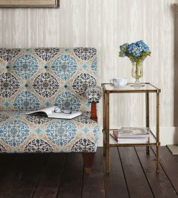 La Moulade Fabric by Nina Campbell Beige/Teal/Chocolate