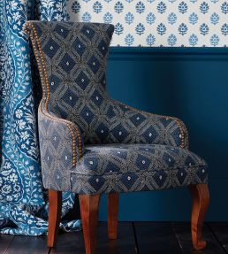 Lorette Fabric by Nina Campbell Indigo/Ivory