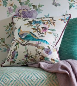 Perdana Fabric by Nina Campbell Aqua/Amethyst