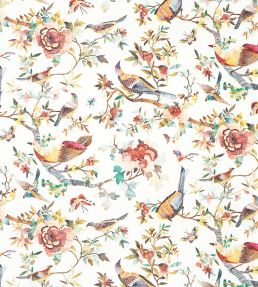 Perdana Fabric by Nina Campbell Coral/Multi