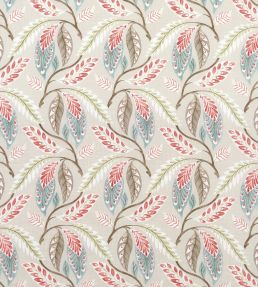 Fontibre Fabric by Nina Campbell Aqua/Coral Red