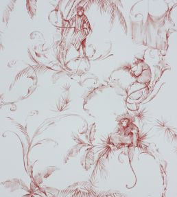 Barbary Toile Wallpaper by Nina Campbell Coral Red