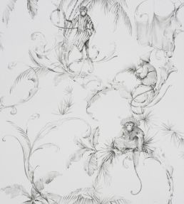Barbary Toile Wallpaper by Nina Campbell Charcoal