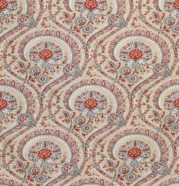 Les Indiennes Fabric by Nina Campbell Red/ Teal
