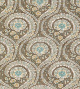 Les Indiennes Fabric by Nina Campbell Taupe/ Aqua/ Yellow