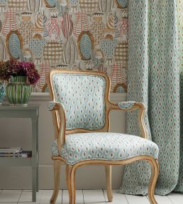 Beau Rivage Fabric by Nina Campbell Duck Egg/Taupe