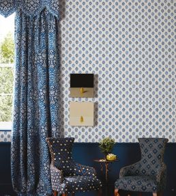 Marguerite Fabric by Nina Campbell Aqua/Taupe
