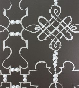 Portavo Wallpaper by Nina Campbell Chocolate/Silver