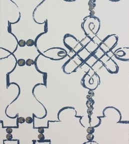 Portavo Wallpaper by Nina Campbell Indigo/Ivory