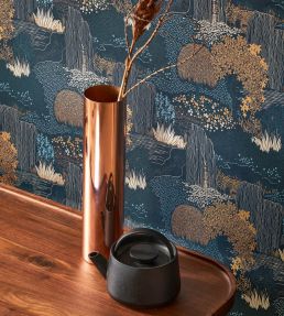 Niwa Wallpaper by Casadeco Bleu Encre
