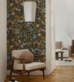Noise Nextdoor Wallpaper by Josephine Munsey Blue and Olive