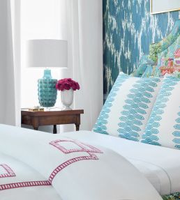 Nola Stripe Embroidery Fabric by Thibaut Black