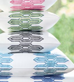 Nola Stripe Embroidery Fabric by Thibaut Black
