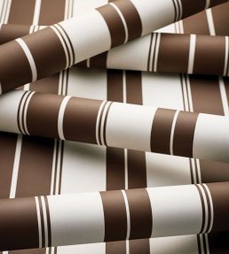Norfolk Stripe Wallpaper by Thibaut Chocolate Brown
