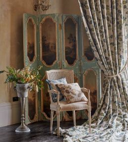 Northia Fabric by Clarke & Clarke Olive/Peacock