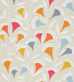 Noukku Wallpaper by Scion Watermelon / Tangerine / Slate