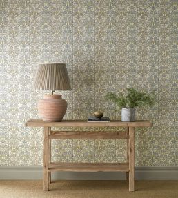 Oak & Blossom Wallpaper by Morris & Co Mineral Blue/Linen