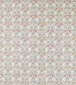 Oak & Blossom Fabric by Morris & Co Umber/Mineral Blue