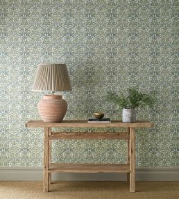 Oak & Blossom Wallpaper by Morris & Co Thyme/Woad