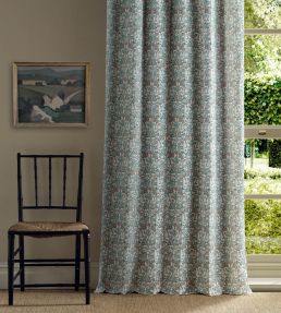 Oak & Blossom Fabric by Morris & Co Umber/Mineral Blue