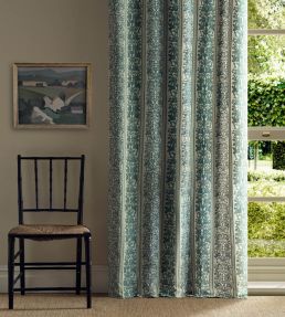 Oak & Blossom Weave Fabric by Morris & Co Green/Indigo