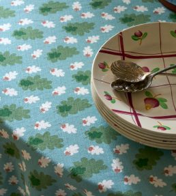 Oakley Fabric by George & Minnie Emerald/Parchment