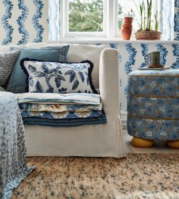 Oaknut Stripe Fabric by Sanderson Indigo/Multi