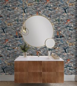 Ocean Waves Wallpaper by Brand McKenzie Charcoal Drift
