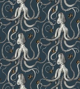 Octopoda Grand Wallpaper by Josephine Munsey Deep Sea Blue