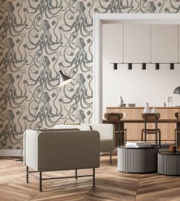 Octopoda Grand Wallpaper by Josephine Munsey Hilles White