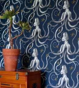 Octopoda Wallpaper by Josephine Munsey Deep Sea Blue
