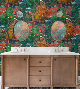 Octopus Wallpaper by Brand McKenzie Emerald Coral