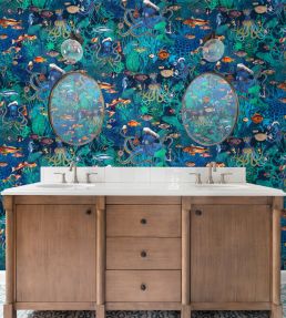 Octopus Wallpaper by Brand McKenzie Turquoise Blue