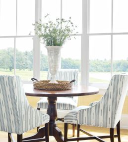 Odeshia Stripe Fabric by Thibaut Navy