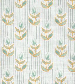 Odette Fabric by Kate Medlicott Duck Egg & Ochre